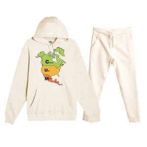 Cum Map Canada Usa And Mexico Premium Hooded Sweatsuit Set