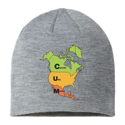 Cum Map Canada Usa And Mexico Sustainable Beanie