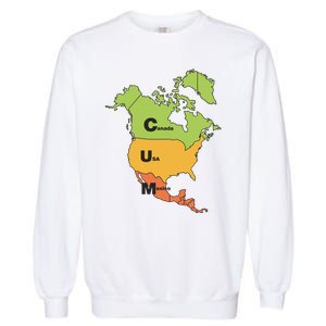 Cum Map Canada Usa And Mexico Garment-Dyed Sweatshirt