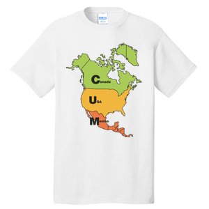 Cum Map Canada Usa And Mexico Tall T-Shirt