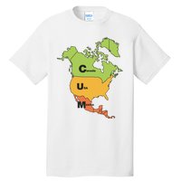 Cum Map Canada Usa And Mexico Tall T-Shirt