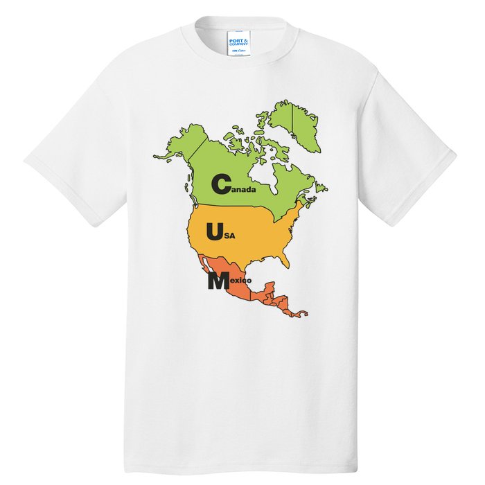 Cum Map Canada Usa And Mexico Tall T-Shirt