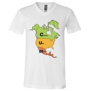 Cum Map Canada Usa And Mexico V-Neck T-Shirt