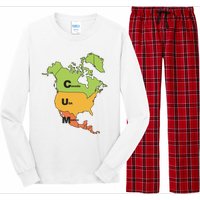 Cum Map Canada Usa And Mexico Long Sleeve Pajama Set