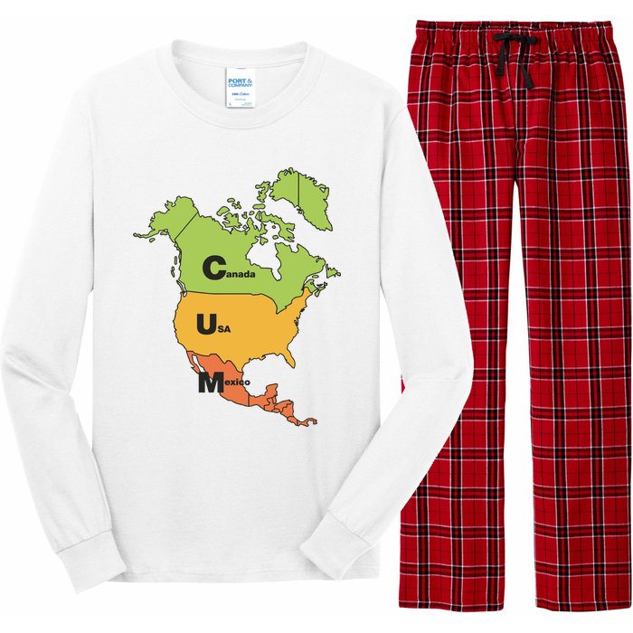 Cum Map Canada Usa And Mexico Long Sleeve Pajama Set