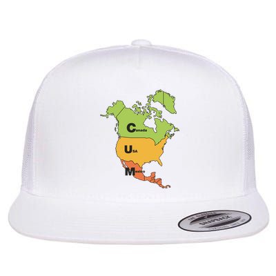 Cum Map Canada Usa And Mexico Flat Bill Trucker Hat