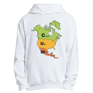 Cum Map Canada Usa And Mexico Urban Pullover Hoodie