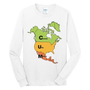 Cum Map Canada Usa And Mexico Tall Long Sleeve T-Shirt