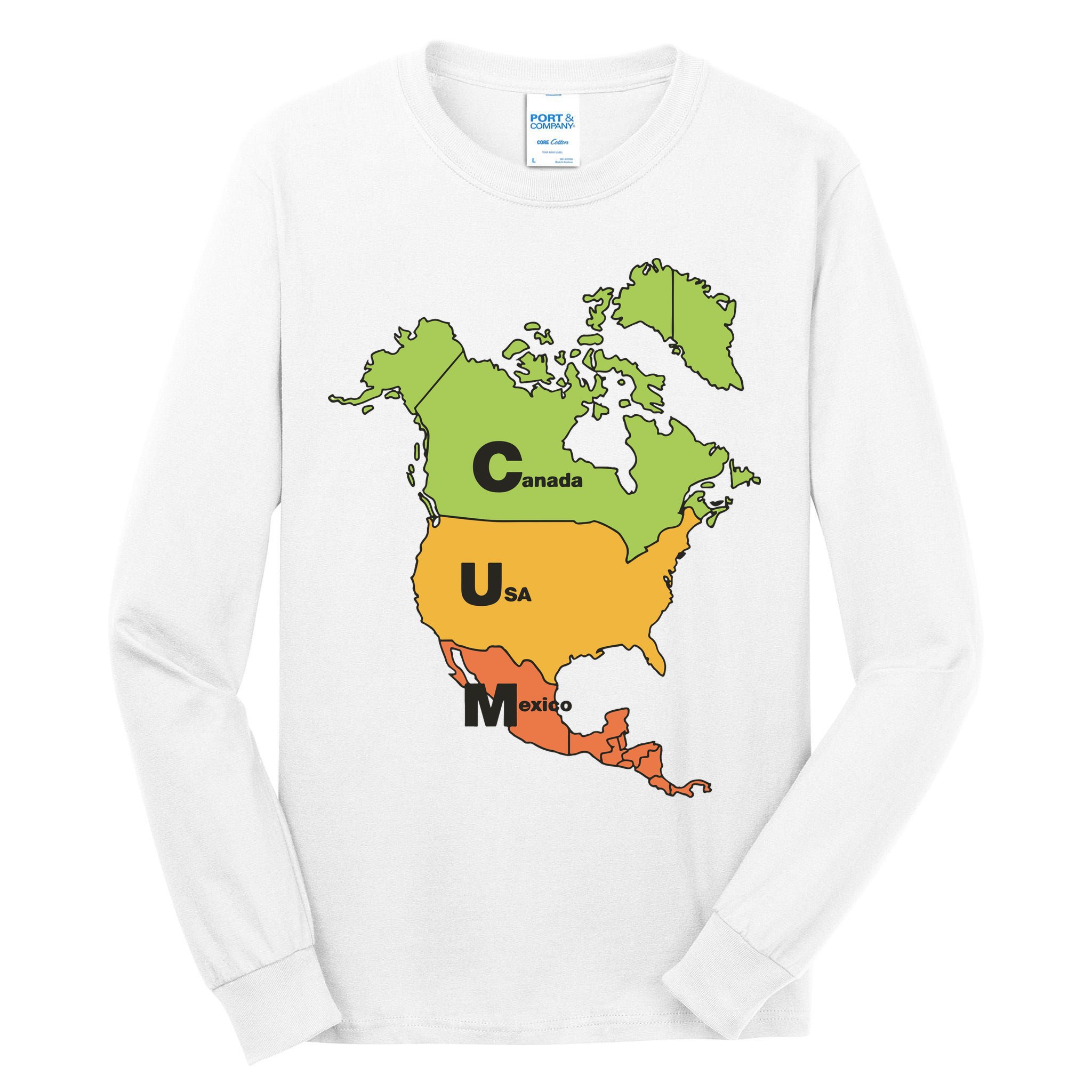 Cum Map Canada Usa And Mexico Tall Long Sleeve T-Shirt