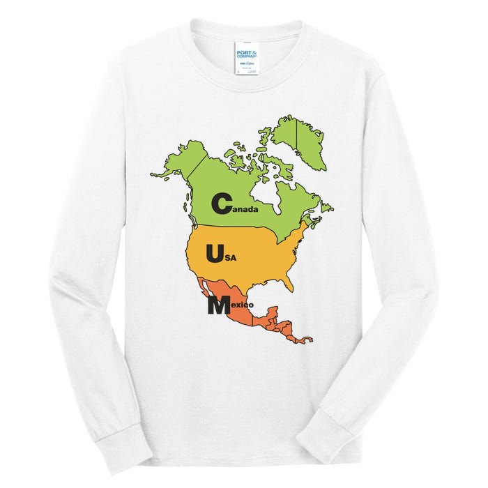 Cum Map Canada Usa And Mexico Tall Long Sleeve T-Shirt