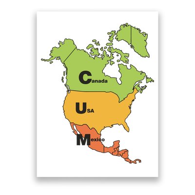 Cum Map Canada Usa And Mexico Poster