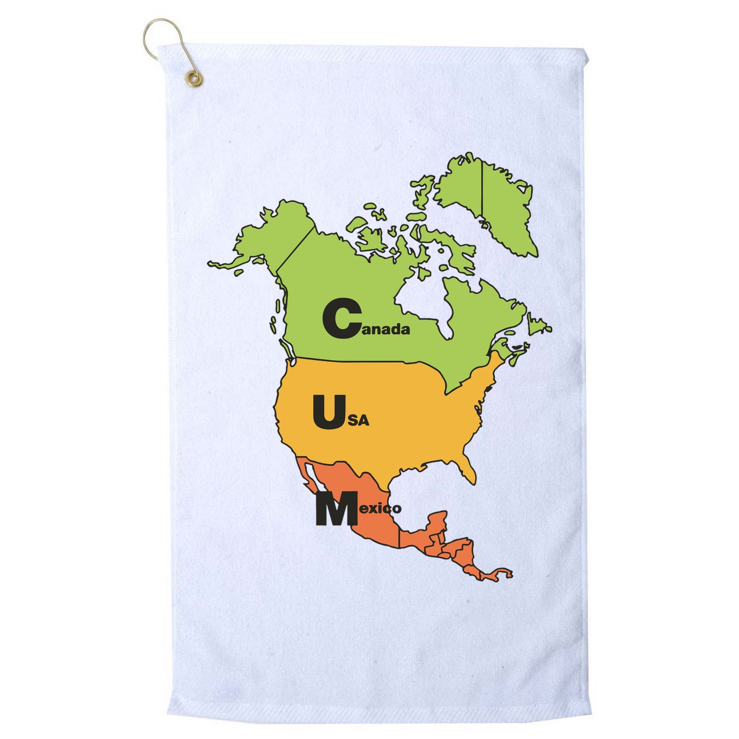 Cum Map Canada Usa And Mexico Golf Towel
