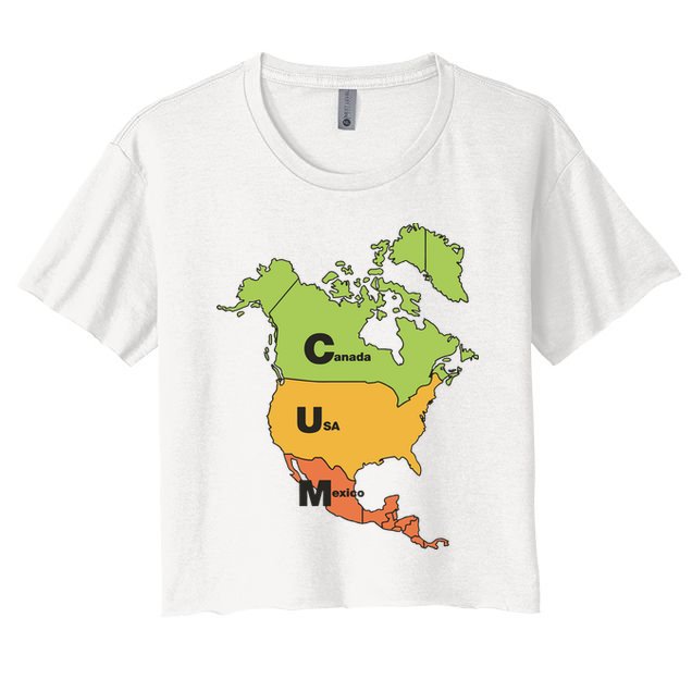 Cum Map Canada Usa And Mexico Crop Top
