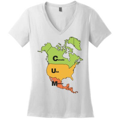 Cum Map Canada Usa And Mexico Women's V-Neck T-Shirt