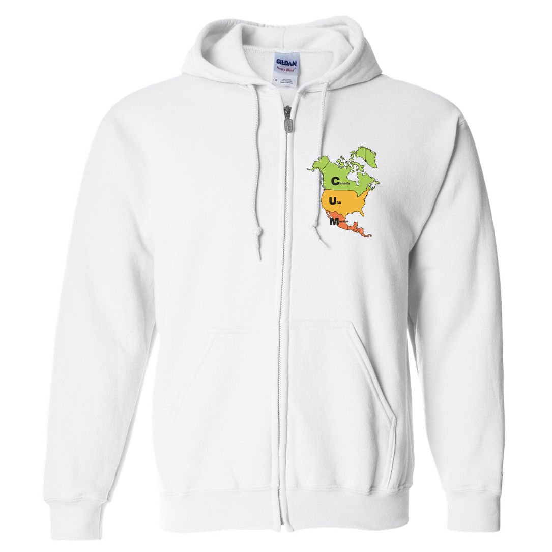 Cum Map Canada Usa And Mexico Full Zip Hoodie