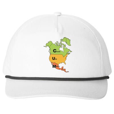 Cum Map Canada Usa And Mexico Snapback Five-Panel Rope Hat