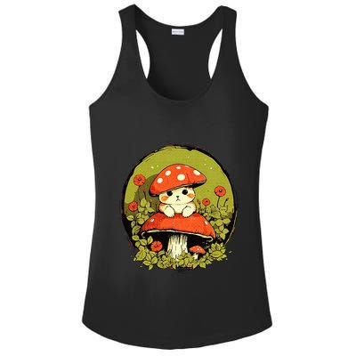 Cat Mushroom Cute Cottagecore Aesthetic Ladies PosiCharge Competitor Racerback Tank