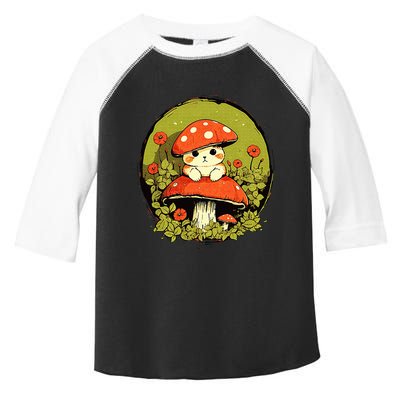 Cat Mushroom Cute Cottagecore Aesthetic Toddler Fine Jersey T-Shirt