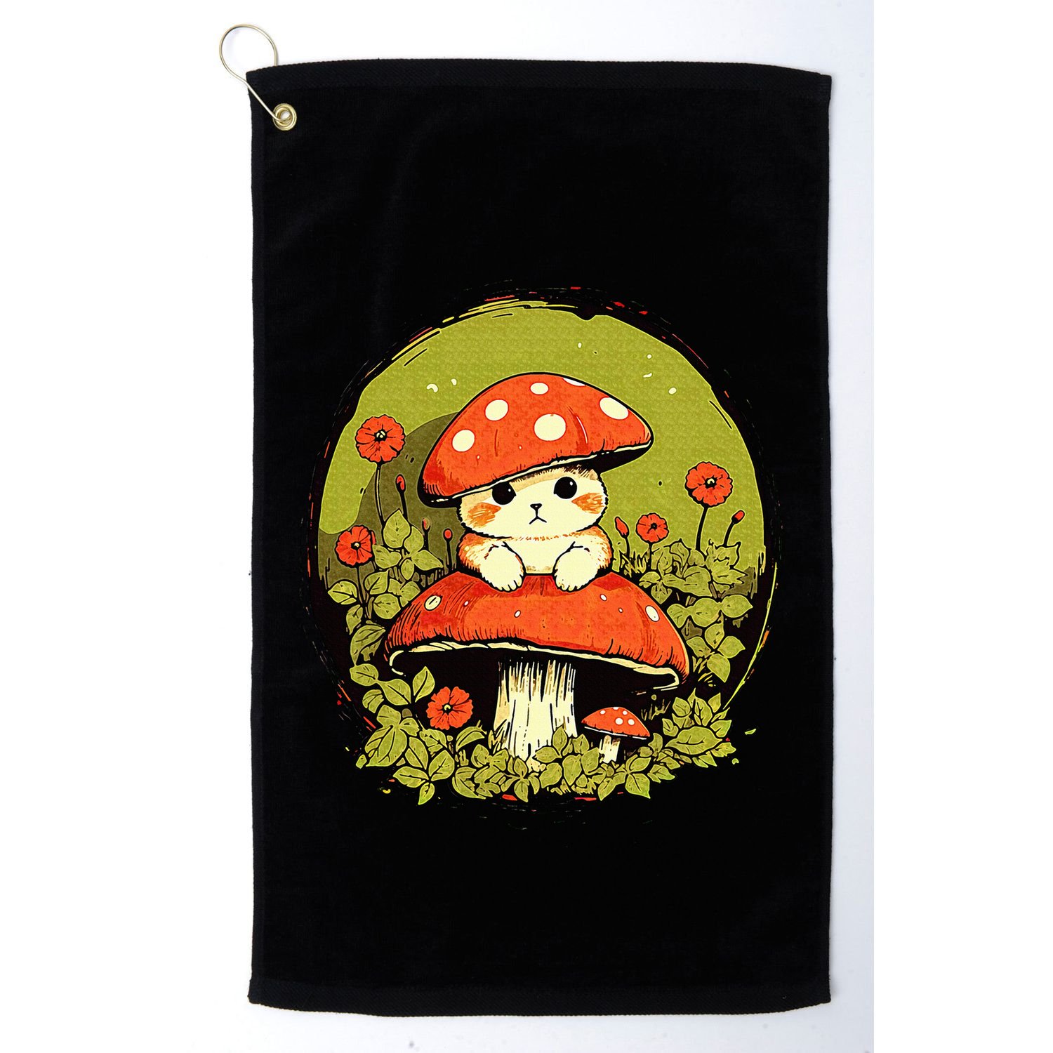 Cat Mushroom Cute Cottagecore Aesthetic Golf Towel