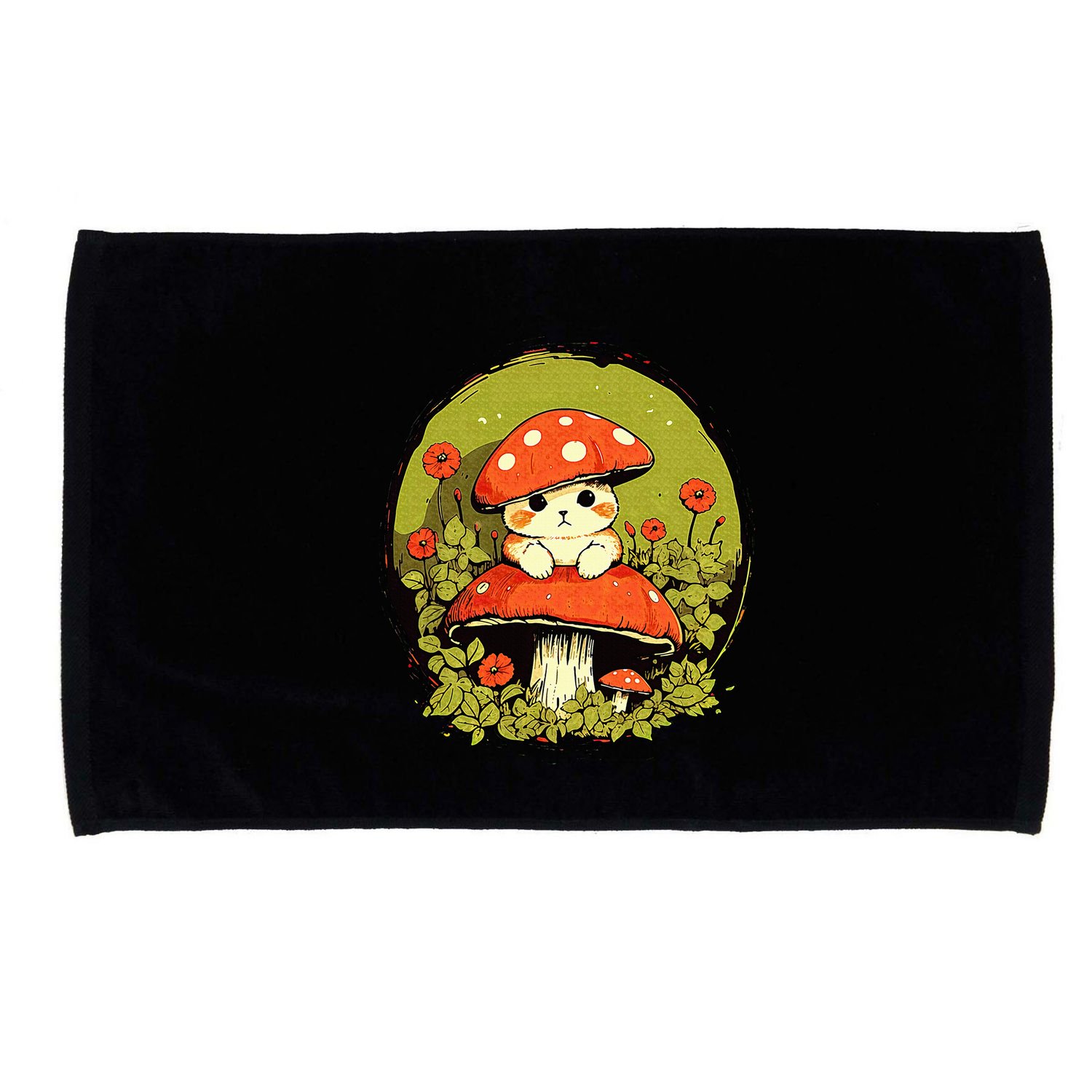 Cat Mushroom Cute Cottagecore Aesthetic Microfiber Hand Towel