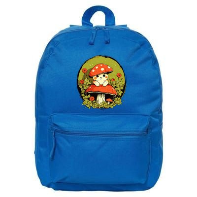 Cat Mushroom Cute Cottagecore Aesthetic 16 in Basic Backpack