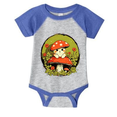 Cat Mushroom Cute Cottagecore Aesthetic Infant Baby Jersey Bodysuit