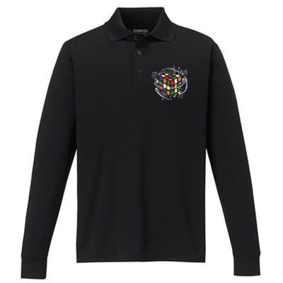 Colorful Math Cube Gift Performance Long Sleeve Polo