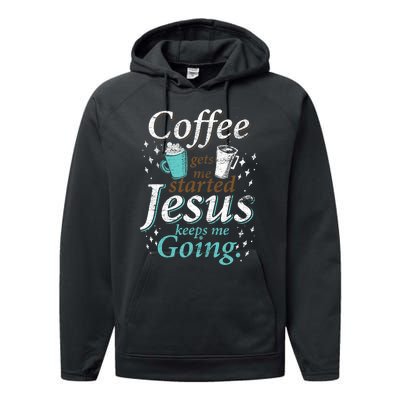 Coffee Morning Christian Gift Idea Jesus Performance Fleece Hoodie