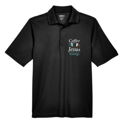 Coffee Morning Christian Gift Idea Jesus Men's Origin Performance Piqué Polo