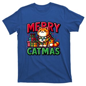 Cat Merry Catmas Christmas Lights Cat Lover Funny Xmas Gift T-Shirt