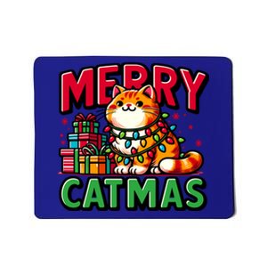 Cat Merry Catmas Christmas Lights Cat Lover Funny Xmas Gift Mousepad