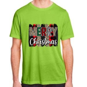 Cute Merry Christmas YAll Leopard Buffalo Plaid Pajama Adult ChromaSoft Performance T-Shirt