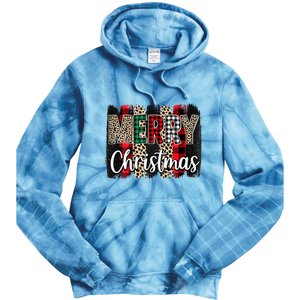 Cute Merry Christmas YAll Leopard Buffalo Plaid Pajama Tie Dye Hoodie