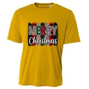 Cute Merry Christmas YAll Leopard Buffalo Plaid Pajama Cooling Performance Crew T-Shirt