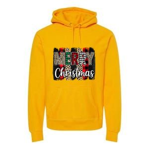 Cute Merry Christmas YAll Leopard Buffalo Plaid Pajama Premium Hoodie