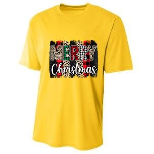 Cute Merry Christmas YAll Leopard Buffalo Plaid Pajama Performance Sprint T-Shirt