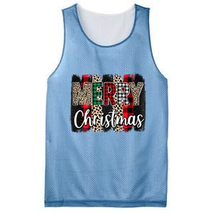 Cute Merry Christmas YAll Leopard Buffalo Plaid Pajama Mesh Reversible Basketball Jersey Tank