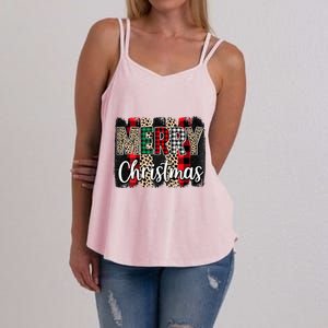 Cute Merry Christmas YAll Leopard Buffalo Plaid Pajama Women's Strappy Tank