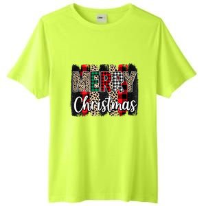 Cute Merry Christmas YAll Leopard Buffalo Plaid Pajama Tall Fusion ChromaSoft Performance T-Shirt