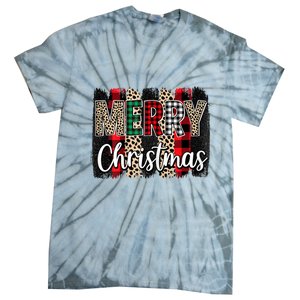 Cute Merry Christmas YAll Leopard Buffalo Plaid Pajama Tie-Dye T-Shirt