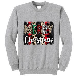 Cute Merry Christmas YAll Leopard Buffalo Plaid Pajama Sweatshirt