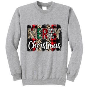 Cute Merry Christmas YAll Leopard Buffalo Plaid Pajama Tall Sweatshirt