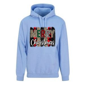 Cute Merry Christmas YAll Leopard Buffalo Plaid Pajama Unisex Surf Hoodie