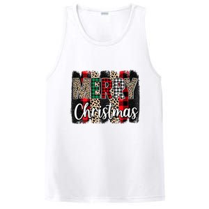 Cute Merry Christmas YAll Leopard Buffalo Plaid Pajama PosiCharge Competitor Tank