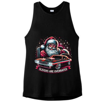 Classic Muscle Car Santa Hotrod V8 Enthusiast Christmas Ladies PosiCharge Tri-Blend Wicking Tank