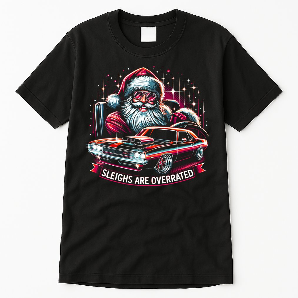 Classic Muscle Car Santa Hotrod V8 Enthusiast Christmas Tall T-Shirt
