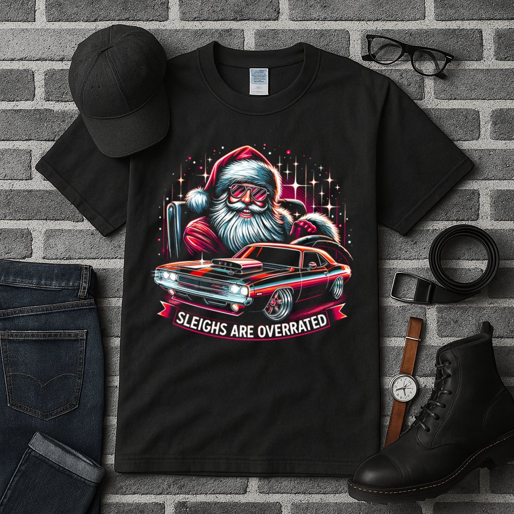 Classic Muscle Car Santa Hotrod V8 Enthusiast Christmas Tall T-Shirt
