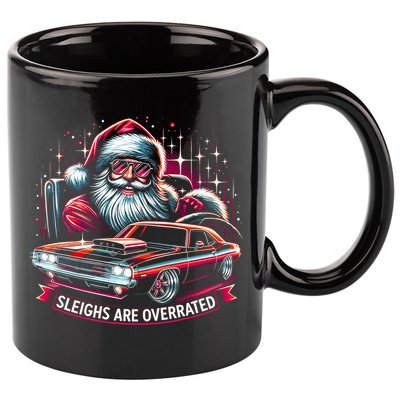 Classic Muscle Car Santa Hotrod V8 Enthusiast Christmas 11oz C Handle Ceramic Mug