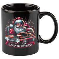 Classic Muscle Car Santa Hotrod V8 Enthusiast Christmas 11oz C Handle Ceramic Mug