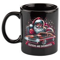 Classic Muscle Car Santa Hotrod V8 Enthusiast Christmas 11oz C Handle Ceramic Mug